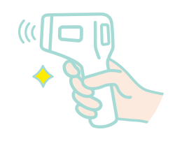 非接触体温計、提示での検温